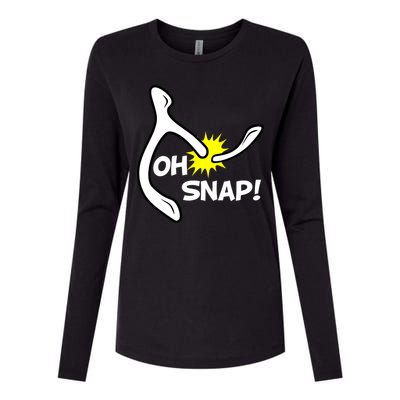 Oh Snap Lucky Wishbone Thanksgiving Womens Cotton Relaxed Long Sleeve T-Shirt