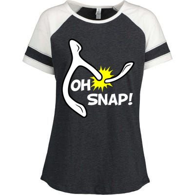 Oh Snap Lucky Wishbone Thanksgiving Enza Ladies Jersey Colorblock Tee