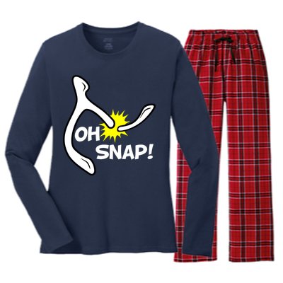 Oh Snap Lucky Wishbone Thanksgiving Women's Long Sleeve Flannel Pajama Set 