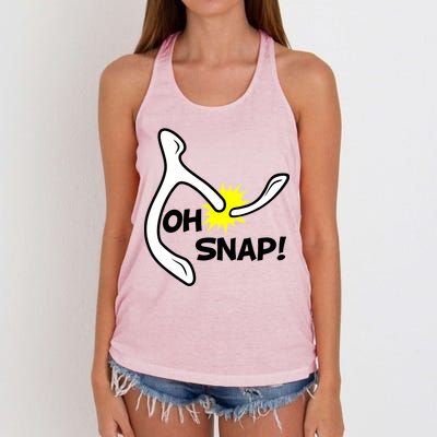 Oh Snap Lucky Wishbone Thanksgiving Women's Knotted Racerback Tank