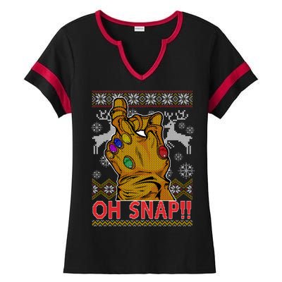 Oh Snap Ugly Christmas Sweater Design Ladies Halftime Notch Neck Tee