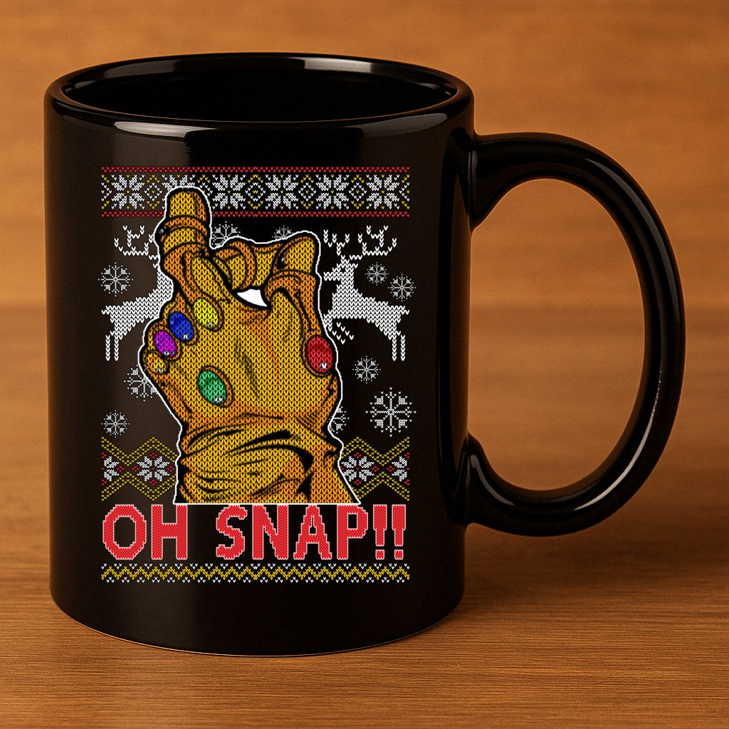 Oh Snap Ugly Christmas Sweater Design 11oz C Handle Ceramic Mug
