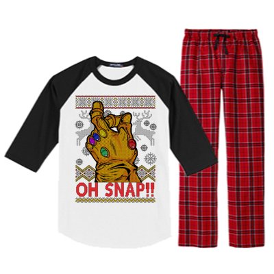 Oh Snap Ugly Christmas Sweater Design Raglan Sleeve Pajama Set