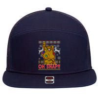 Oh Snap Ugly Christmas Sweater Design 7 Panel Mesh Trucker Snapback Hat