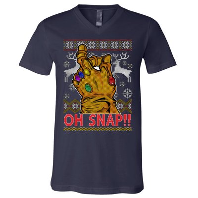 Oh Snap Ugly Christmas Sweater Design V-Neck T-Shirt