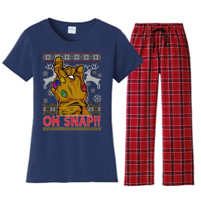 Oh Snap Ugly Christmas Sweater Design Women's Flannel Pajama Set