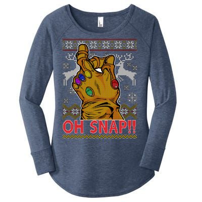 Oh Snap Ugly Christmas Sweater Design Women's Perfect Tri Tunic Long Sleeve Shirt