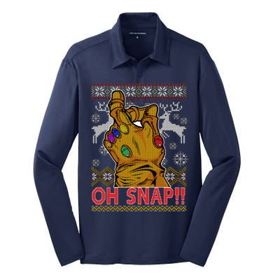 Oh Snap Ugly Christmas Sweater Design Silk Touch Performance Long Sleeve Polo