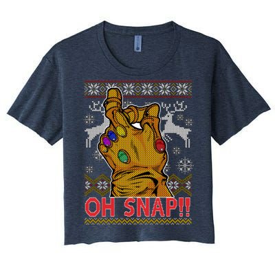 Oh Snap Ugly Christmas Sweater Design Women's Crop Top Tee