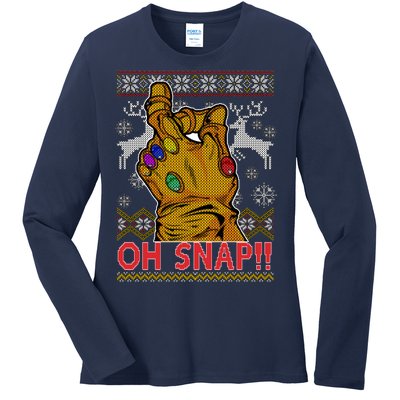 Oh Snap Ugly Christmas Sweater Design Ladies Long Sleeve Shirt