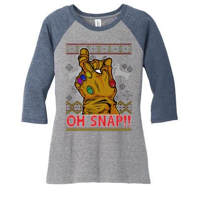 Oh Snap Ugly Christmas Sweater Design Women's Tri-Blend 3/4-Sleeve Raglan Shirt