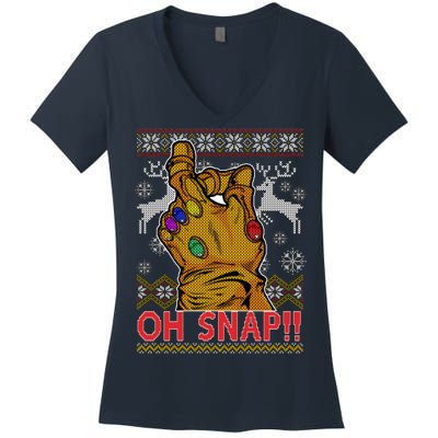 Oh Snap Ugly Christmas Sweater Design Women's V-Neck T-Shirt