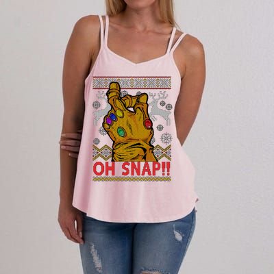 Oh Snap Ugly Christmas Sweater Design Women's Strappy Tank