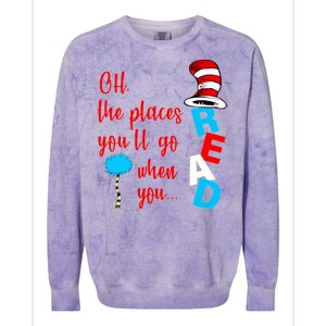 Oh The Places You'll Go When You Read Colorblast Crewneck Sweatshirt