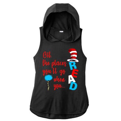 Oh The Places You'll Go When You Read Ladies PosiCharge Tri-Blend Wicking Draft Hoodie Tank