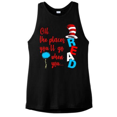 Oh The Places You'll Go When You Read Ladies PosiCharge Tri-Blend Wicking Tank