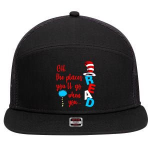 Oh The Places You'll Go When You Read 7 Panel Mesh Trucker Snapback Hat