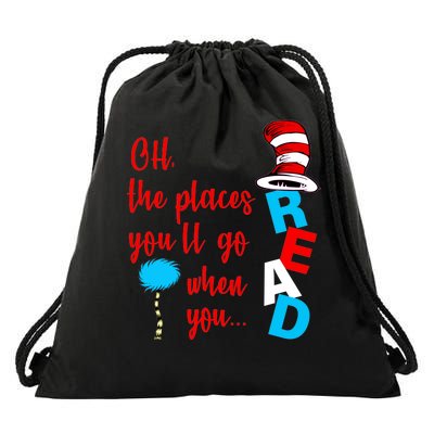 Oh The Places You'll Go When You Read Drawstring Bag