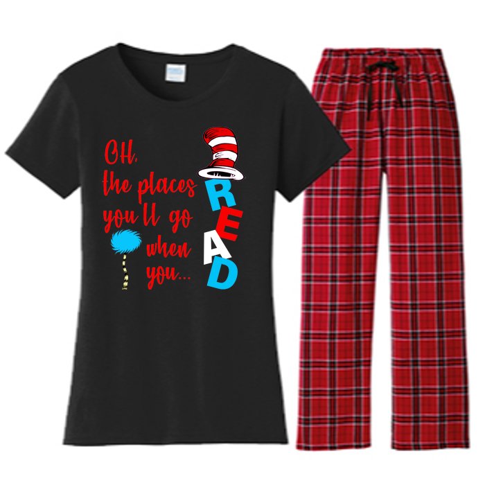 Oh The Places You'll Go When You Read Women's Flannel Pajama Set