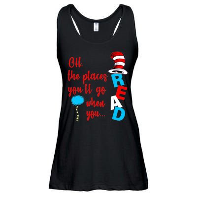 Oh The Places You'll Go When You Read Ladies Essential Flowy Tank