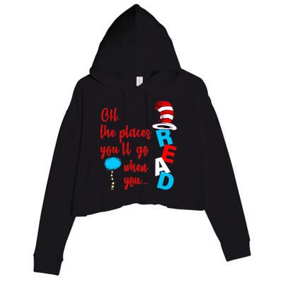 Oh The Places You'll Go When You Read Crop Fleece Hoodie