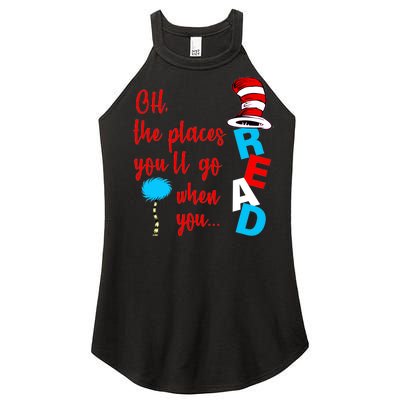 Oh The Places You'll Go When You Read Women's Perfect Tri Rocker Tank