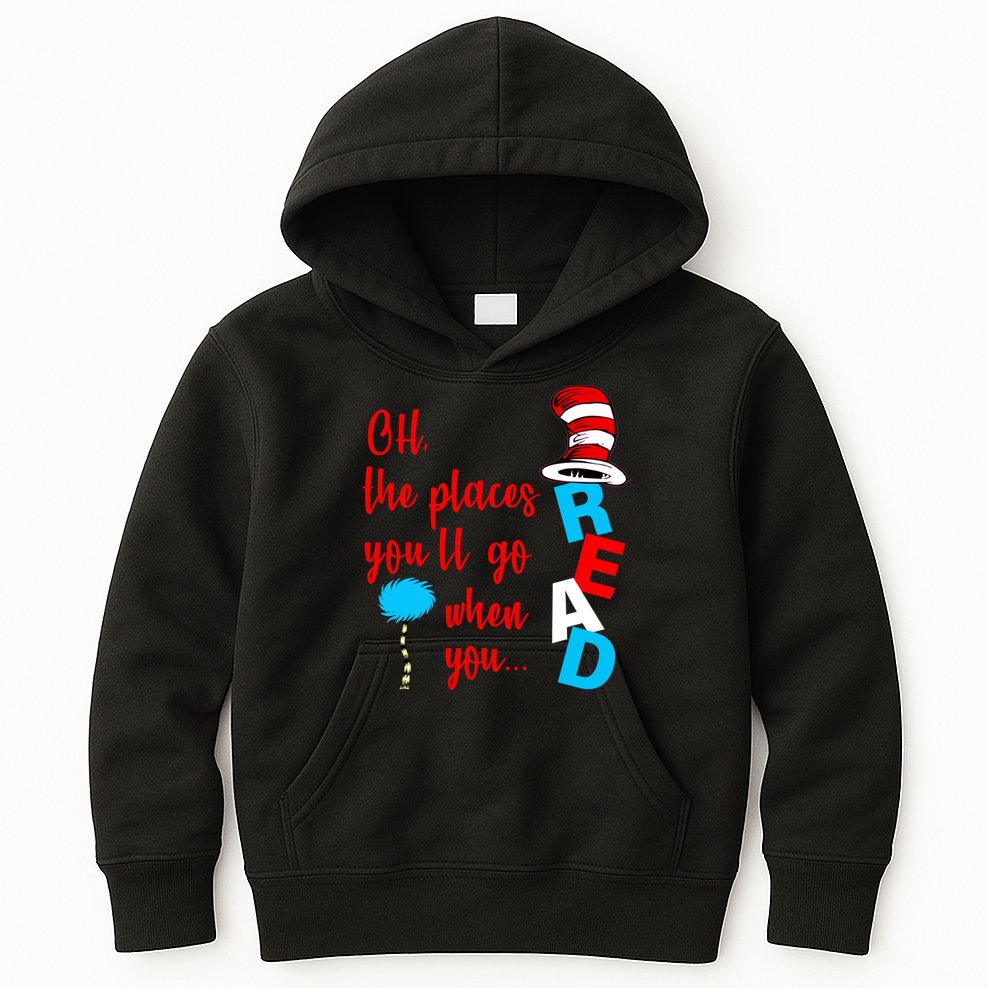 Oh The Places You'll Go When You Read Kids Hoodie