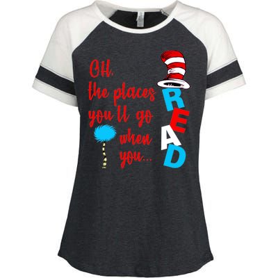 Oh The Places You'll Go When You Read Enza Ladies Jersey Colorblock Tee