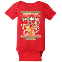 Oh The Virus Outside Is Frightful Wine Is So Delightful Let Us Drink Baby Bodysuit