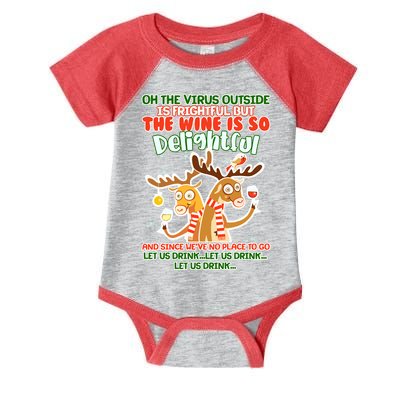Oh The Virus Outside Is Frightful Wine Is So Delightful Let Us Drink Infant Baby Jersey Bodysuit