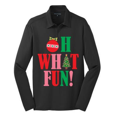 Oh What Fun Christmas Silk Touch Performance Long Sleeve Polo