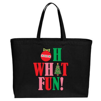 Oh What Fun Christmas Cotton Canvas Jumbo Tote