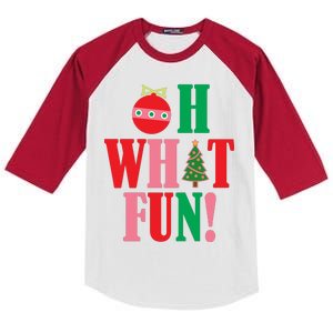 Oh What Fun Christmas Kids Colorblock Raglan Jersey