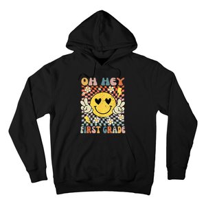 Oh Hey 1st Grade Smile Retro Face Back To School Teacher Hoodie