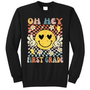 Oh Hey 1st Grade Smile Retro Face Back To School Teacher Sweatshirt