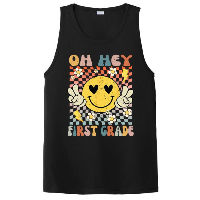 Oh Hey 1st Grade Smile Retro Face Back To School Teacher PosiCharge Competitor Tank