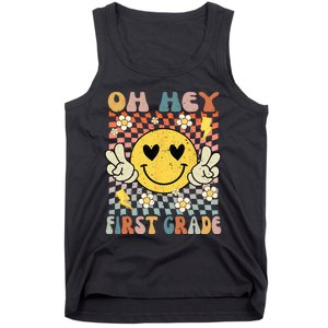 Oh Hey 1st Grade Smile Retro Face Back To School Teacher Tank Top