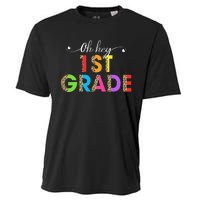 Oh Hey 1st Grade First Day of School Leopard Teacher Cooling Performance Crew T-Shirt