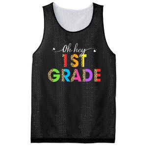 Oh Hey 1st Grade First Day of School Leopard Teacher Mesh Reversible Basketball Jersey Tank