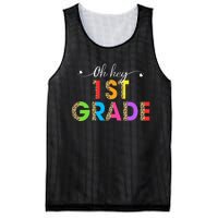 Oh Hey 1st Grade First Day of School Leopard Teacher Mesh Reversible Basketball Jersey Tank