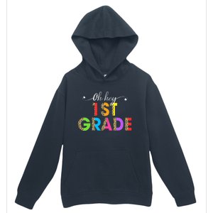 Oh Hey 1st Grade First Day of School Leopard Teacher Urban Pullover Hoodie