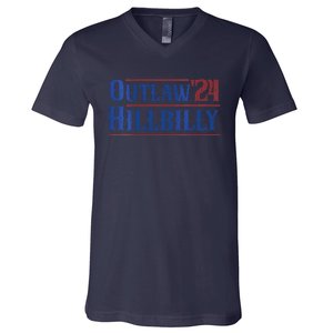 Outlaw Hillbilly 2024 Funny Country Western Trump Vance 2024 V-Neck T-Shirt