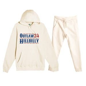 Outlaw Hillbilly 2024 Barbed Wire Western Trump Vance 2024 Premium Hooded Sweatsuit Set