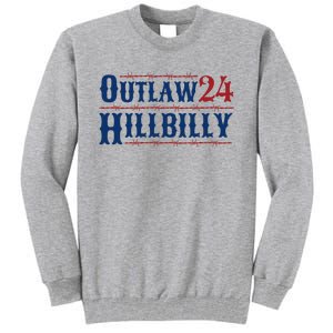 Outlaw Hillbilly 2024 Barbed Wire Western Trump Vance 2024 Tall Sweatshirt