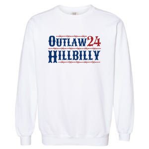 Outlaw Hillbilly 2024 Barbed Wire Western Trump Vance 2024 Garment-Dyed Sweatshirt