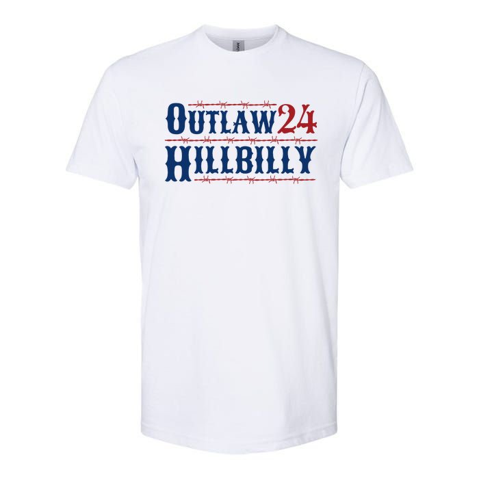 Outlaw Hillbilly 2024 Barbed Wire Western Trump Vance 2024 Softstyle CVC T-Shirt