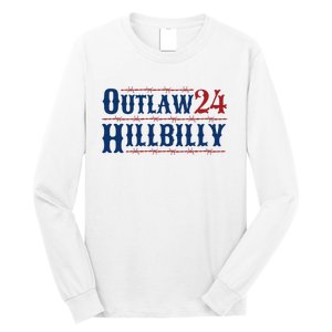 Outlaw Hillbilly 2024 Barbed Wire Western Trump Vance 2024 Long Sleeve Shirt