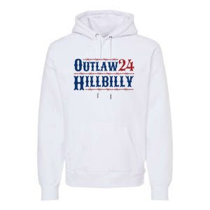 Outlaw Hillbilly 2024 Barbed Wire Western Trump Vance 2024 Premium Hoodie