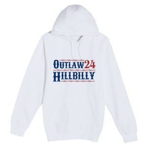 Outlaw Hillbilly 2024 Barbed Wire Western Trump Vance 2024 Premium Pullover Hoodie