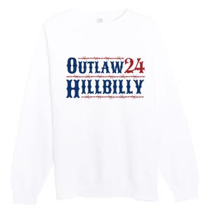 Outlaw Hillbilly 2024 Barbed Wire Western Trump Vance 2024 Premium Crewneck Sweatshirt